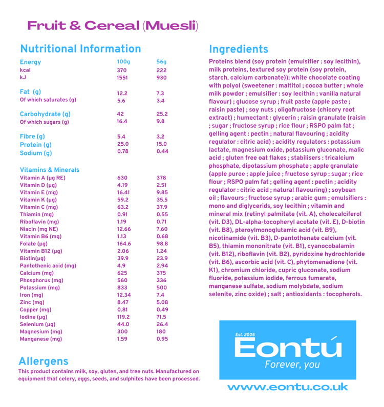 Fruit & Cereal (Muesli)200kcal Meal Replacement Bar