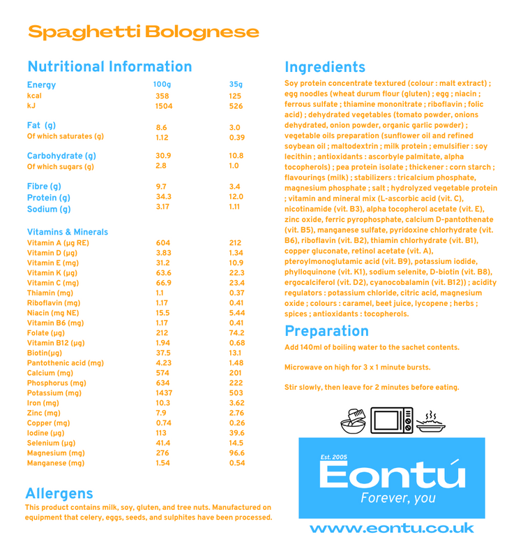 Spaghetti Bolognese 125kcal Total Food Replacement Meal