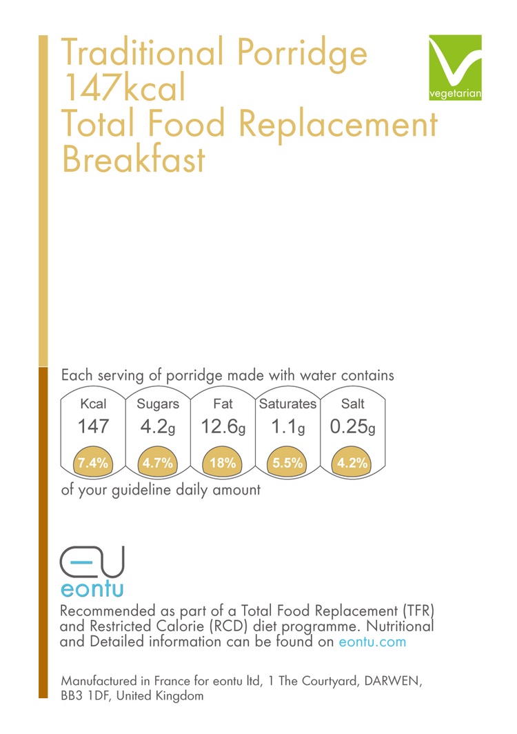 Traditional Porridge 146kcal Total Food Replacement Breakfast